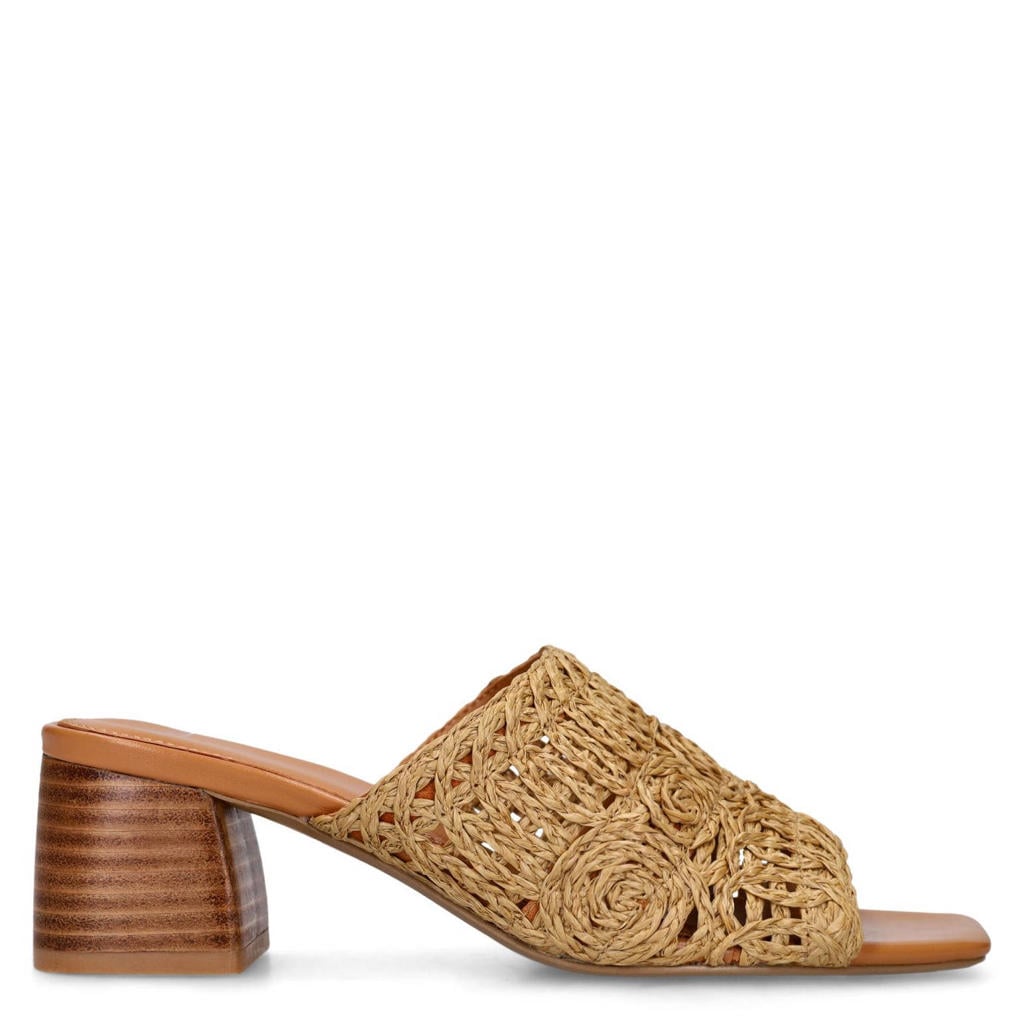 Beige dames Manfield raffia muiltjes