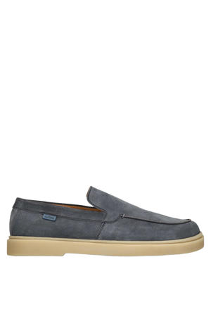 suède loafers blauw