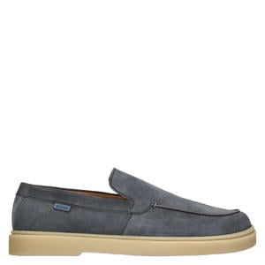 suède loafers blauw