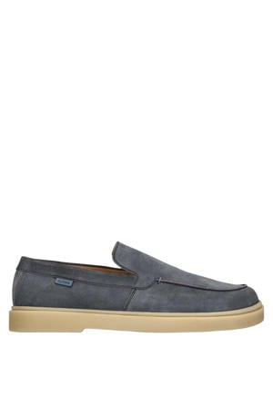 suède loafers blauw