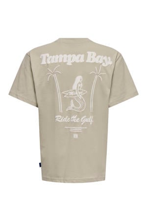 T-shirt met backprint grijsgroen
