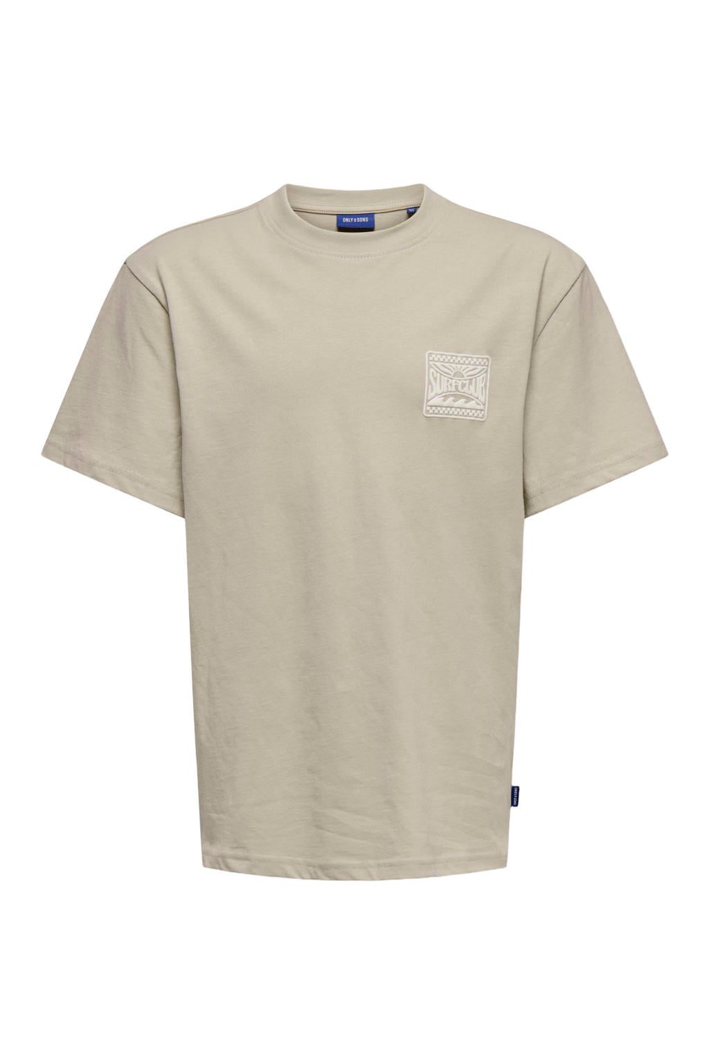 Grijsgroene jongens ONLY & SONS JUNIOR T-shirt groen van katoen met backprint en korte mouwen