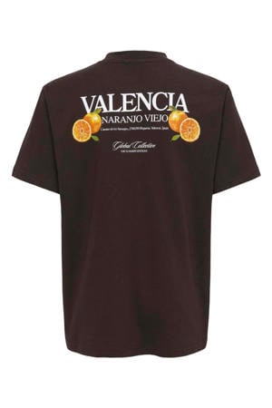 T-shirt met backprint donkerbruin