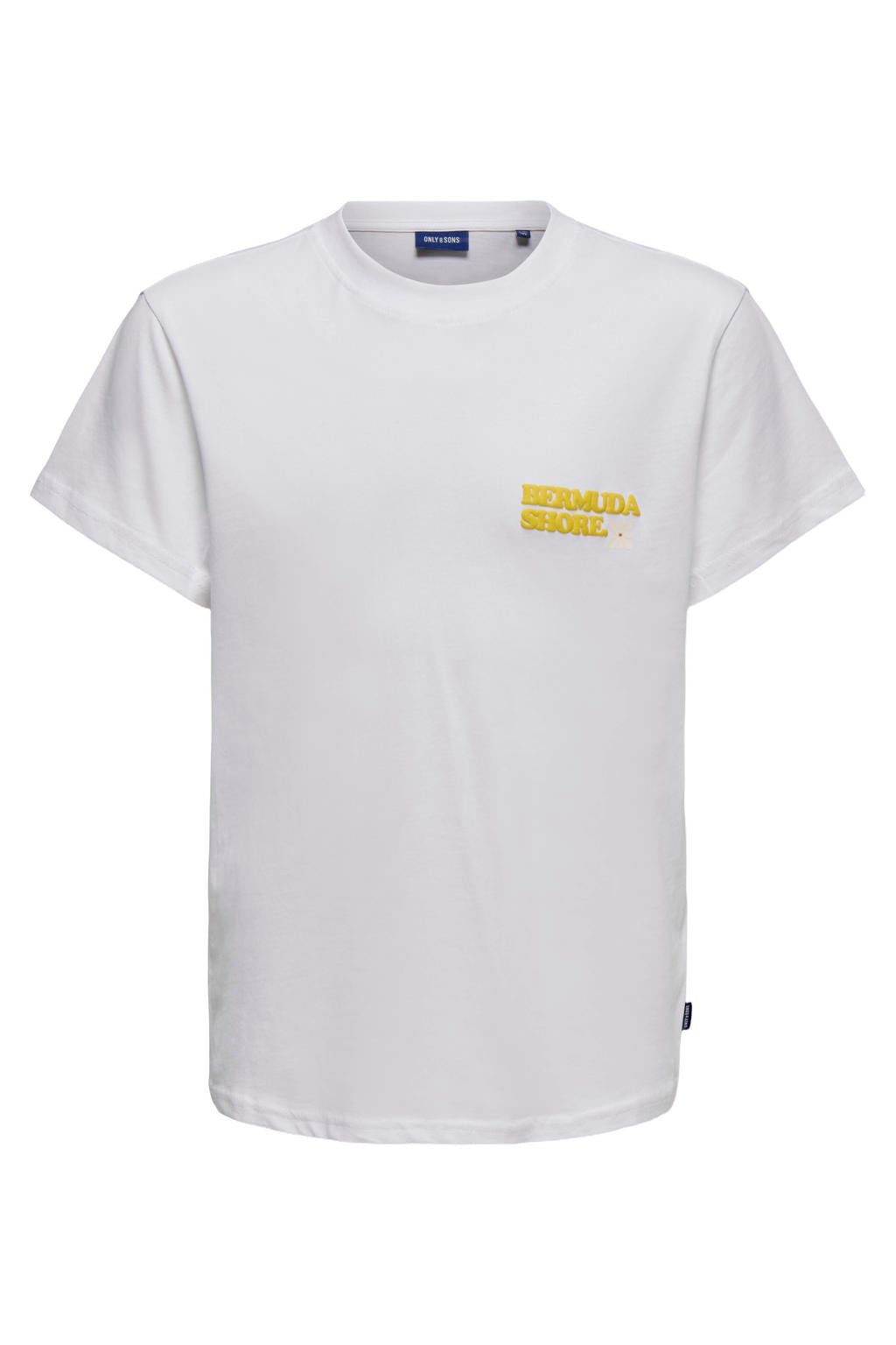 Witte jongens ONLY & SONS JUNIOR T-shirt van katoen met backprint, korte mouwen en ronde hals