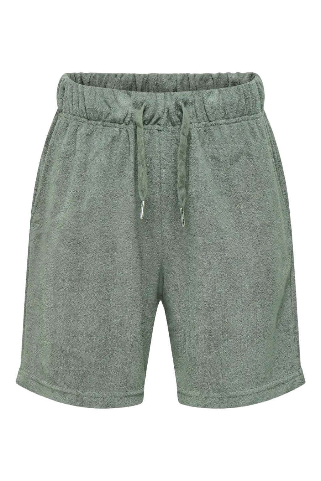 Groene jongens ONLY & SONS JUNIOR regular casual short van badstof met elastische tailleband met koord en effen
