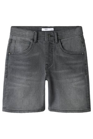 straight regular waist short grey denim
