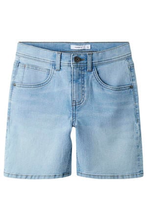 straight regular waist short light blue denim