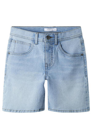 straight regular waist short light blue denim