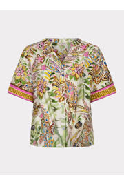 thumbnail: Multikleurige dames Esqualo gebloemde blouse van katoen met korte mouwen, klassieke kraag en knoopsluiting