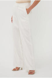 thumbnail: Esqualo straight regular waist gestreepte broek met linnen wit