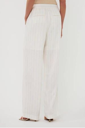 straight regular waist gestreepte broek met linnen wit