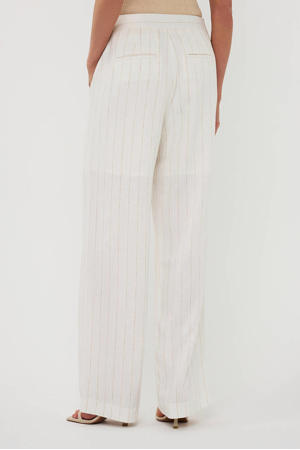 straight regular waist gestreepte broek met linnen wit