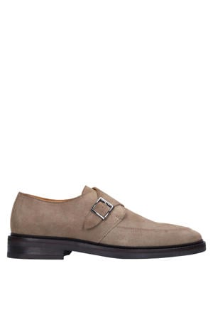 suède gespschoenen taupe