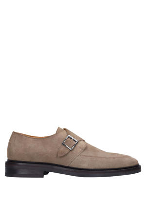 suède gespschoenen taupe