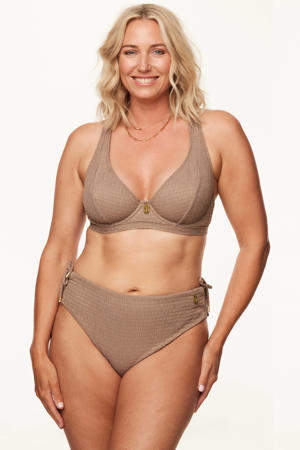 niet-voorgevormde beugel bikinitop Sparkling met lurex taupe