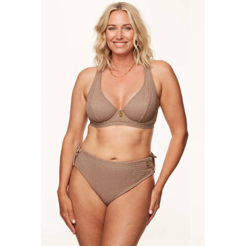 Annadiva Swim niet-voorgevormde beugel bikinitop Sparkling met lurex taupe afbeelding