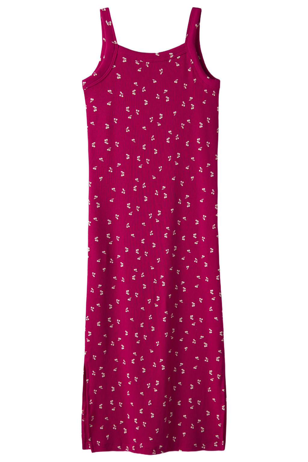 Fuchsia meisjes NAME IT KIDS maxi jurk van stretchkatoen met spaghettibandjes en ronde hals