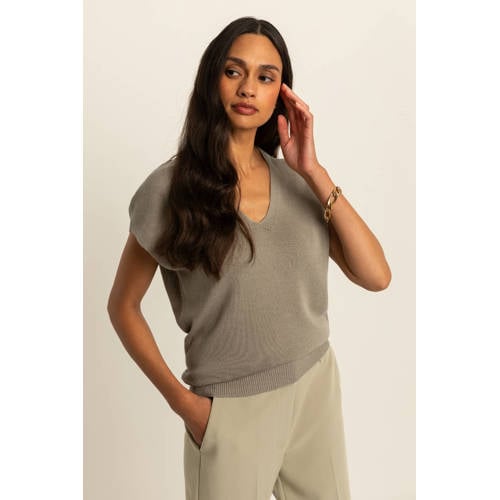 Expresso top kaki gebreid afbeelding