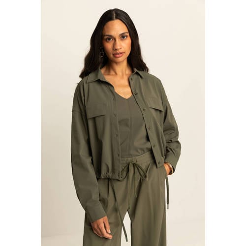 Expresso travelstof blouse olijfgroen afbeelding