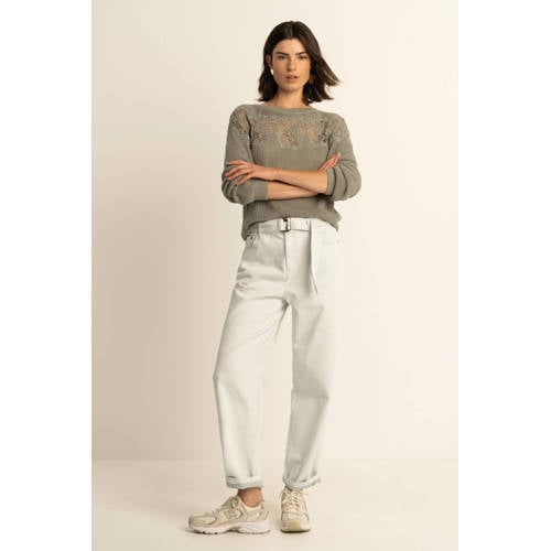 Expresso high waist mom jeans crème afbeelding