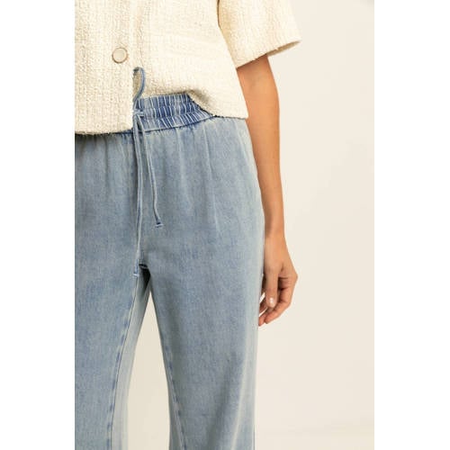Expresso denim wide leg high waist casual broek light blue denim afbeelding