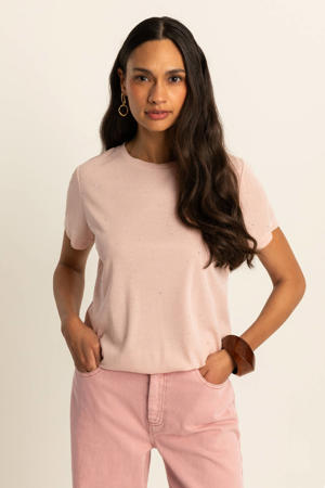 T-shirt lichtroze met glitter