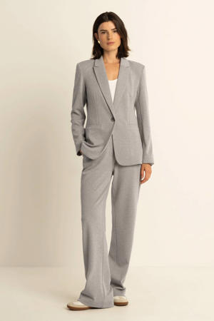 wide leg high waist flared broek beige