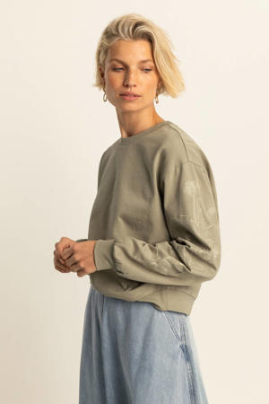 gebloemde sweater lichtgroen