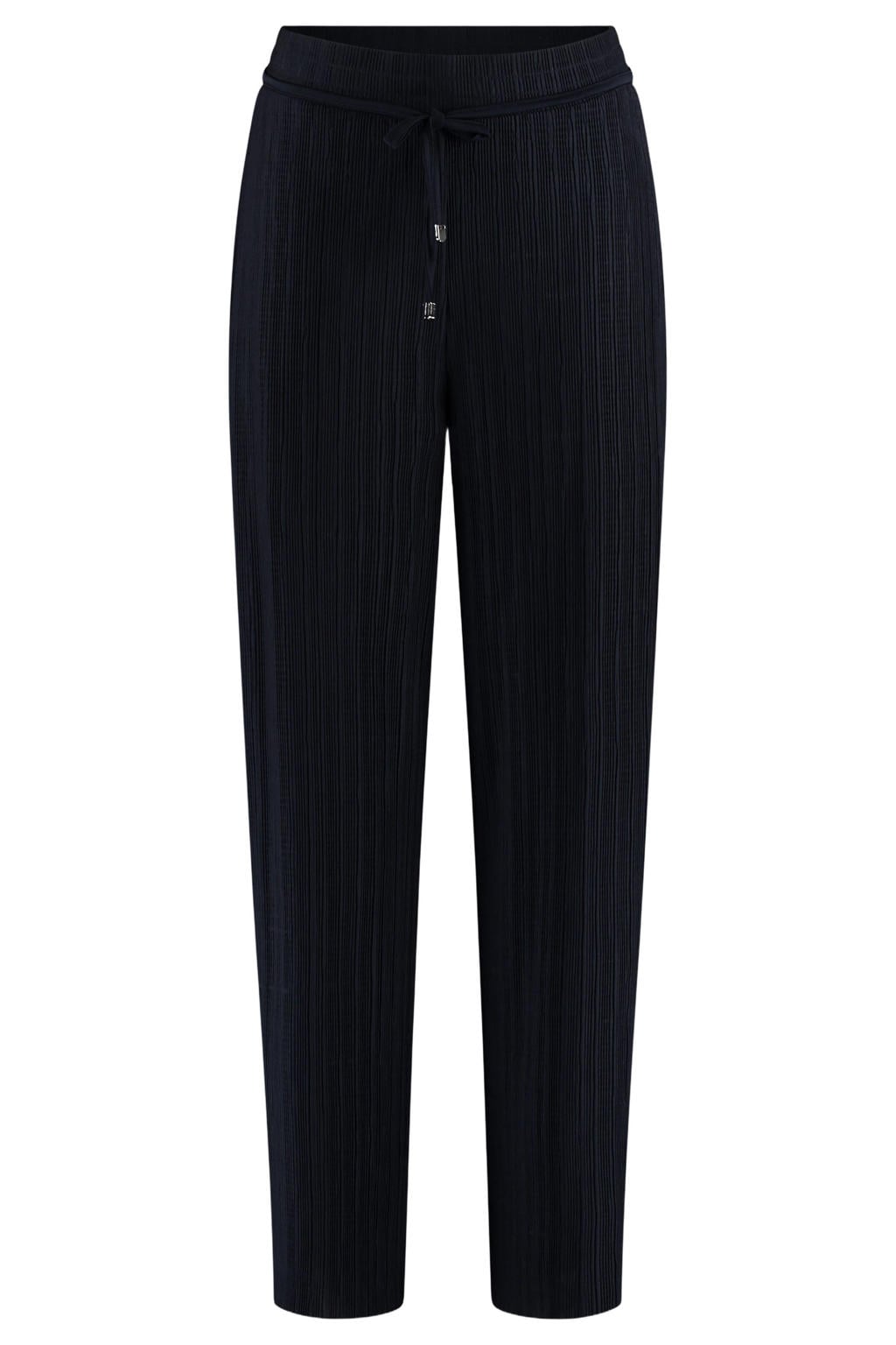 Donkerblauwe dames Expresso tapered leg high waist broek met effen