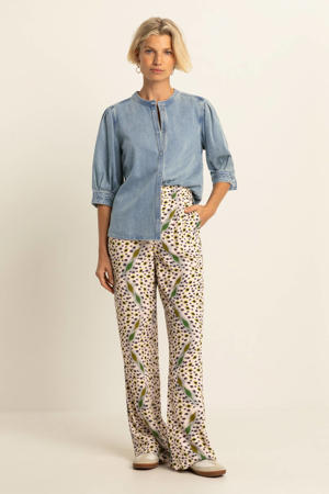 wide leg high waist casual broek multi