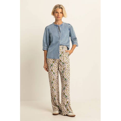 Expresso wide leg high waist casual broek multi afbeelding