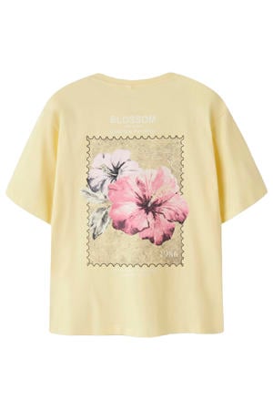 T-shirt met backprint lichtgeel