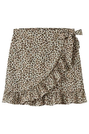 wikkelrok met panterprint beige