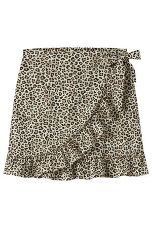 wikkelrok met panterprint beige