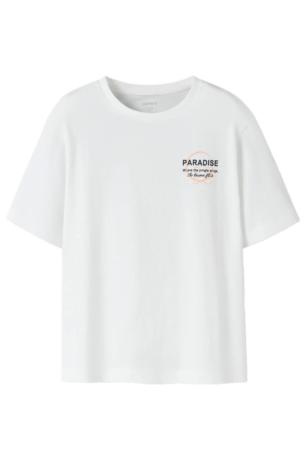 Witte meisjes NAME IT KIDS T-shirt van katoen met backprint, korte mouwen en ronde hals