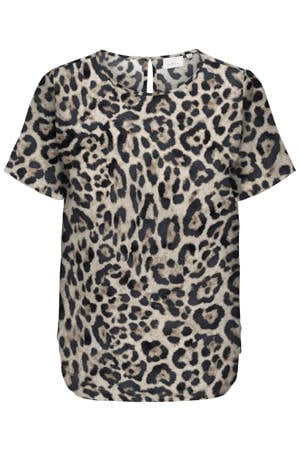 blousetop met panterprint bruin