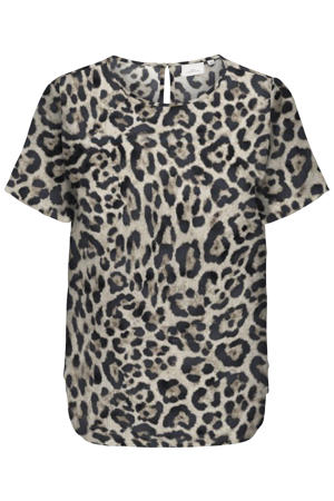 blousetop met panterprint bruin