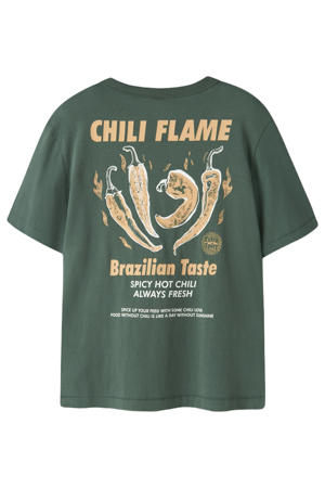 T-shirt met backprint donkergroen
