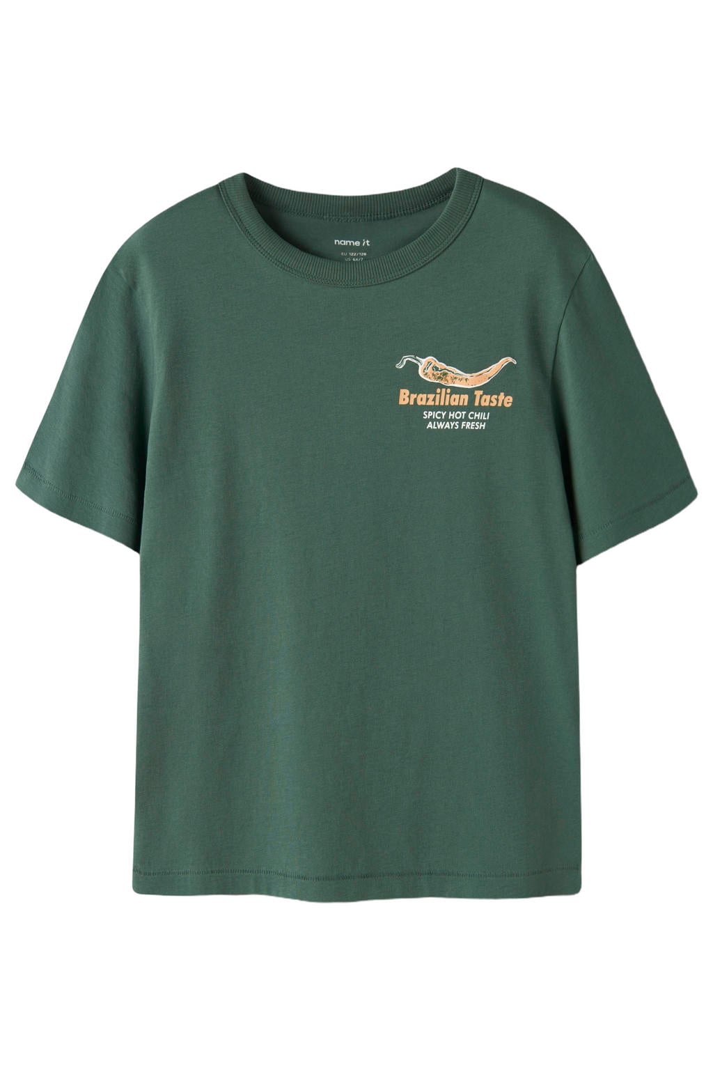 NAME IT KIDS T-shirt met backprint donkergroen