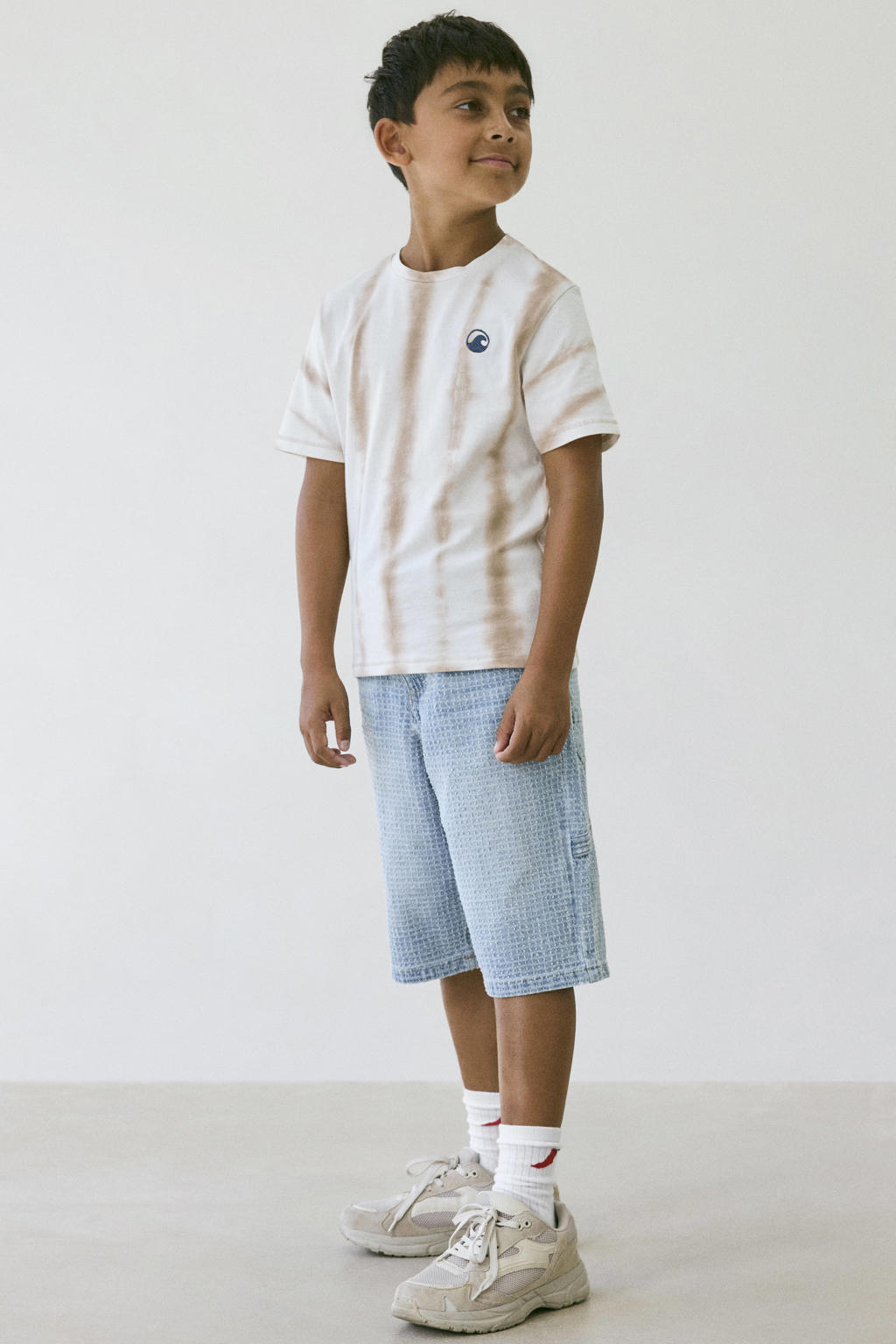 Light blue denim jongens NAME IT KIDS geruite short van denim met loose fit en rits- en knoopsluiting