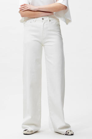 high waist wide leg jeans wit