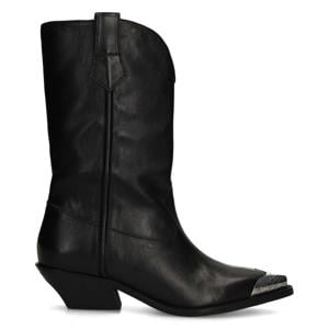 leren cowboylaarzen zwart
