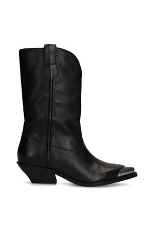 leren cowboylaarzen zwart