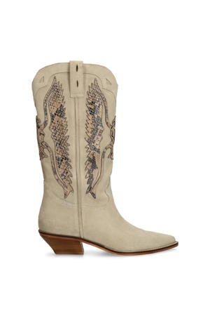 suède cowboylaarzen beige