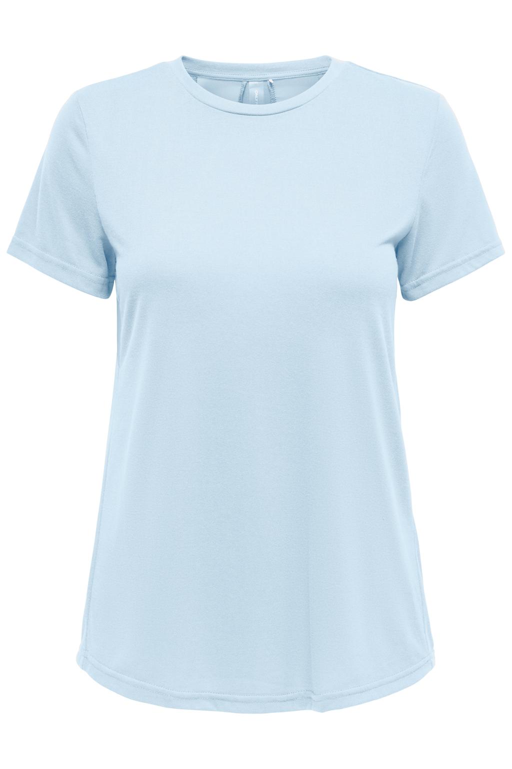Lichtblauwe dames ONLY PLAY sportshirt van polyester met korte mouwen, ronde hals en mesh