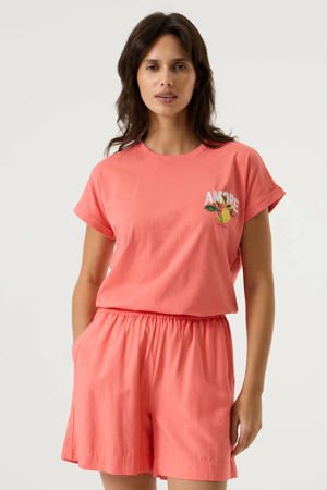 T-shirt koraalrood