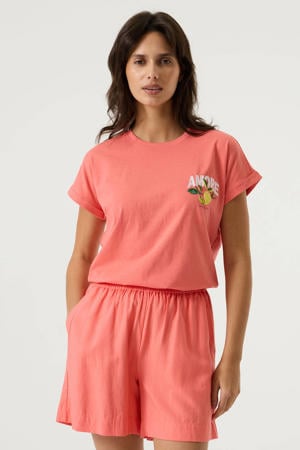T-shirt koraalrood