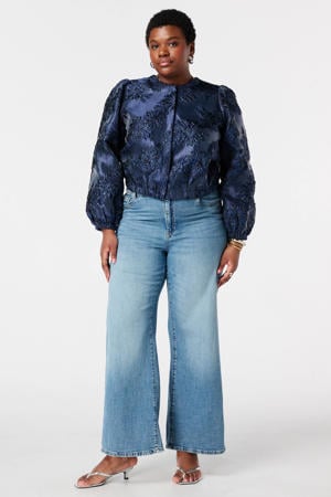 jacquard bomberjack Plus Size - donkerblauw