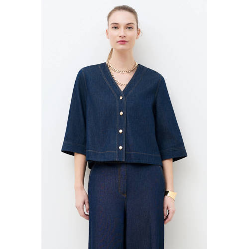 Caroll blouse dark blue denim afbeelding