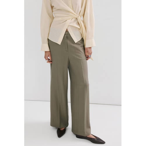Mango straight high waist casual broek afbeelding